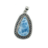Larimar Teardrop Bohemian Silver Pendant