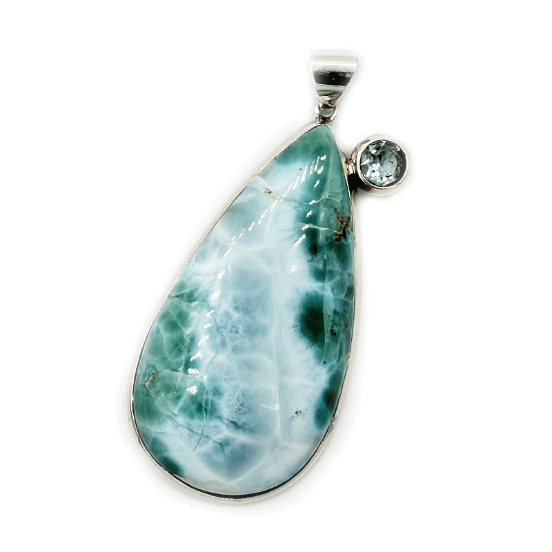 larimar blue topaz sterling silver gemstone pendant