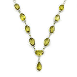 Chunky Lemon Quartz Peridot Necklace
