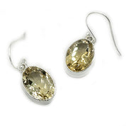 lemon quartz silver oval earrings