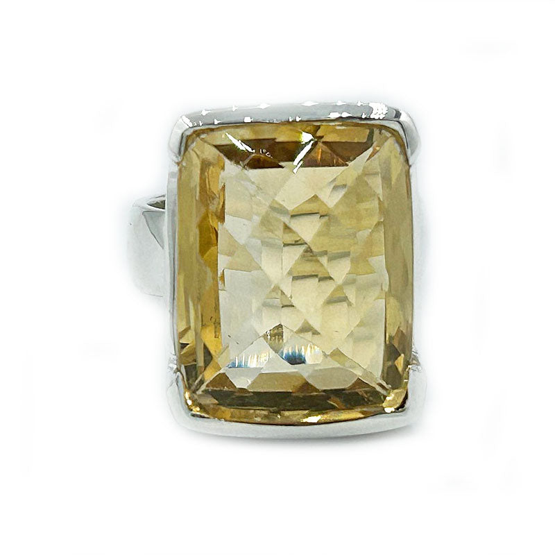 citrine silver gemstone ring