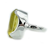 chunky lemon quartz oval silver gemstone ring