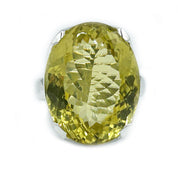 chunky lemon quartz oval silver gemstone ring