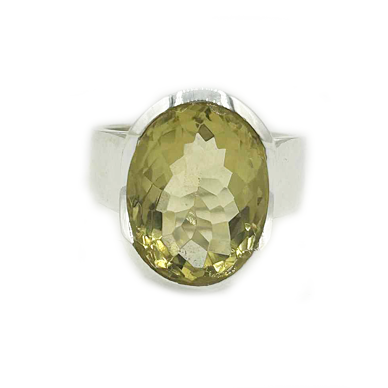 oval lemon quartz sterling silver gemstone ring