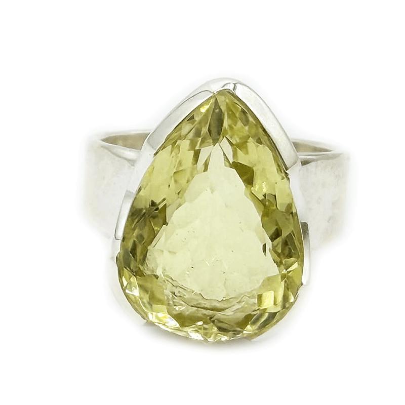 teardrop lemon quartz sterling silver ring