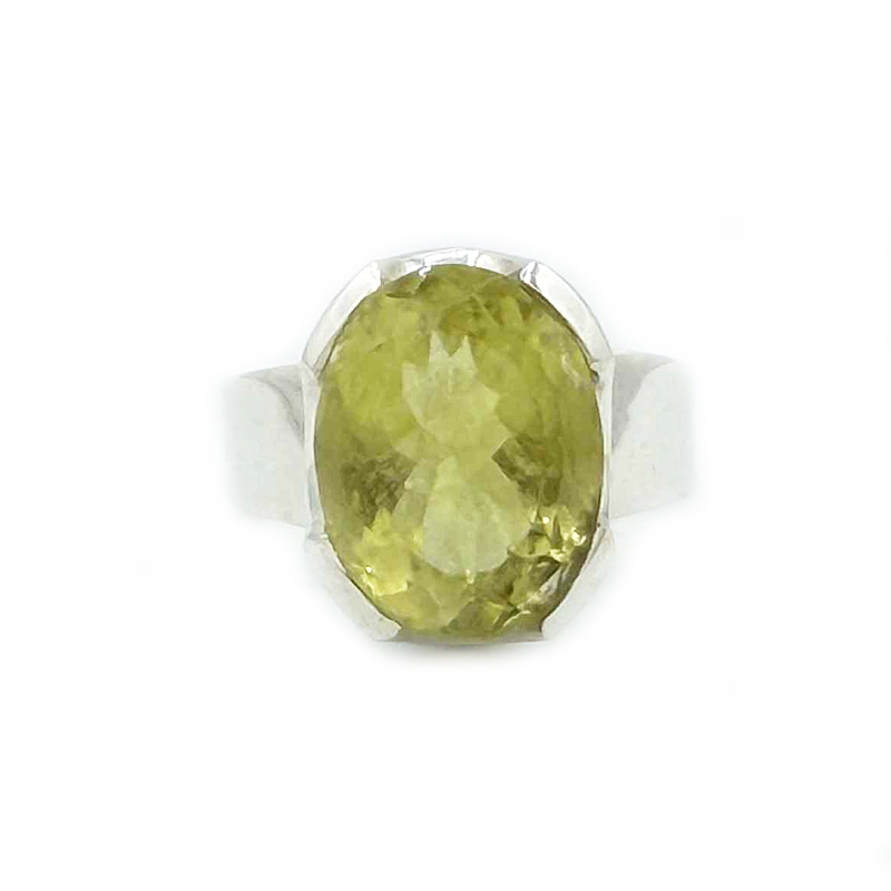 oval lemon quartz sterling silver ring