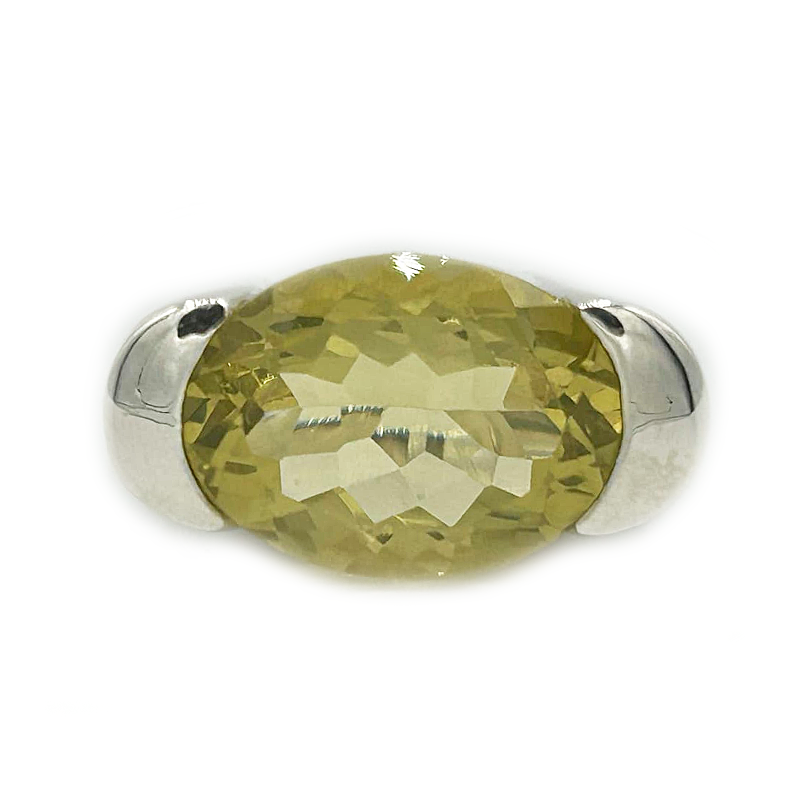 lemon quartz large statement sterling silver gemstone ring