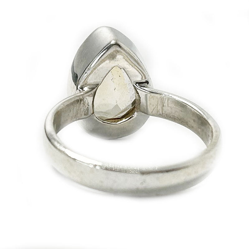 lemon quartz teardrop silver gemstone ring