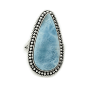 teardrop larimar sterling silver gemstone ring