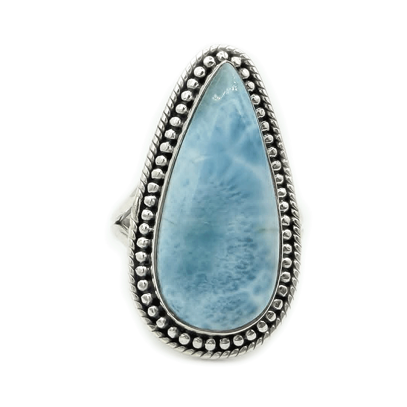 teardrop larimar sterling silver gemstone ring