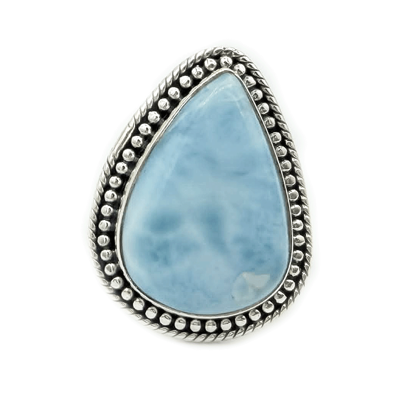 teardrop larimar sterling silver gemstone ring
