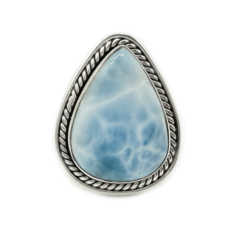 teardrop larimar sterling silver gemstone ring