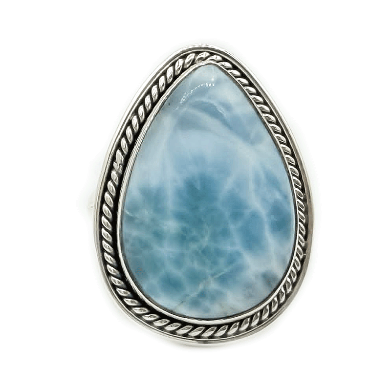 teardrop larimar sterling silver gemstone ring