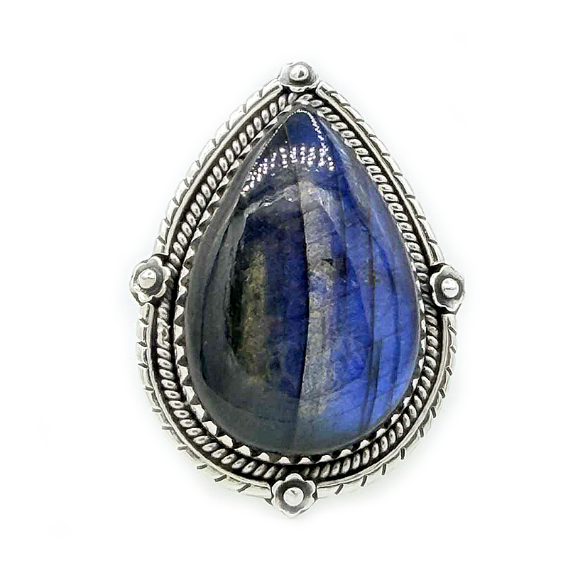 large sterling silver labradorite gemstone ring
