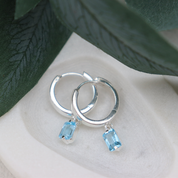 blue topaz silver drop earrings
