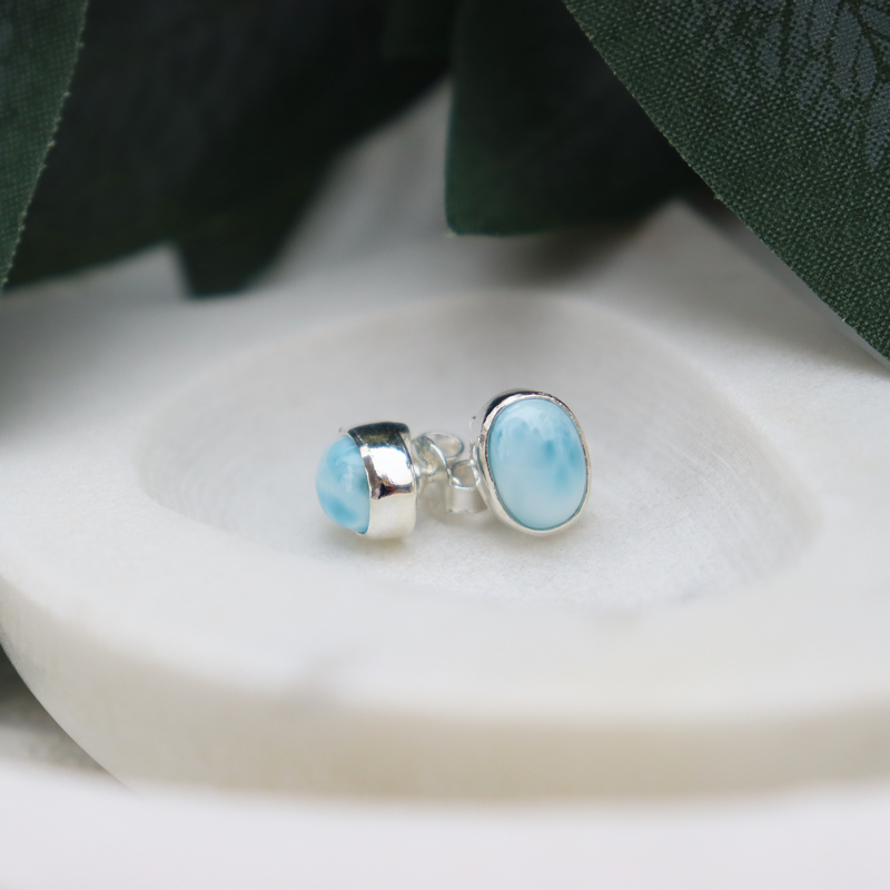 larimar sterling silver stud earrings