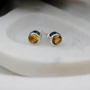 citrine silver stud earrings