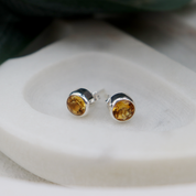 citrine silver stud earrings