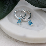 blue topaz silver drop earrings