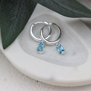 blue topaz silver drop earrings