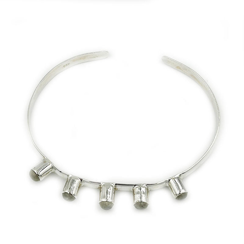 moonstone silver gemstone bangle cuff