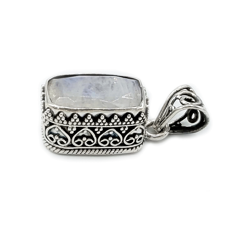 moonstone rectangle sterling silver pendant