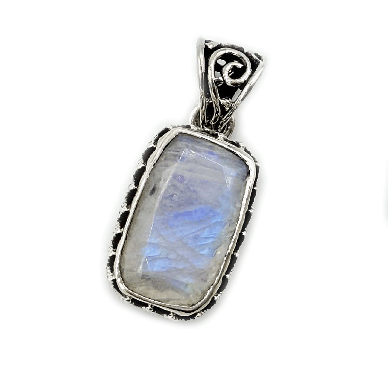 moonstone rectangle sterling silver pendant