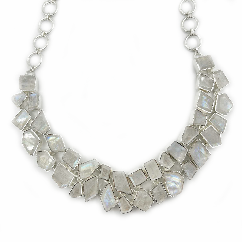 moonstone gemstone sterling silver chunky necklace