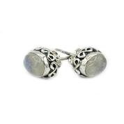 moonstone oval sterling silver gemstone stud earrings