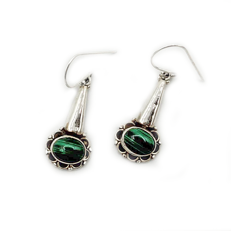 malachite sterling silver gemstone earrings
