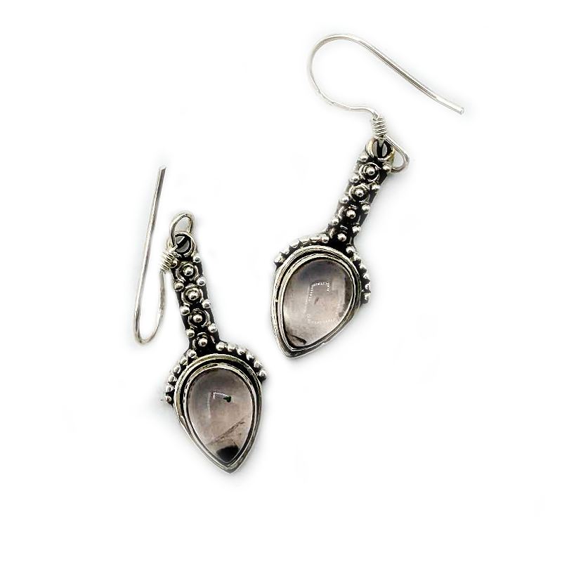 rose quartz sterling silver gemstone earrings