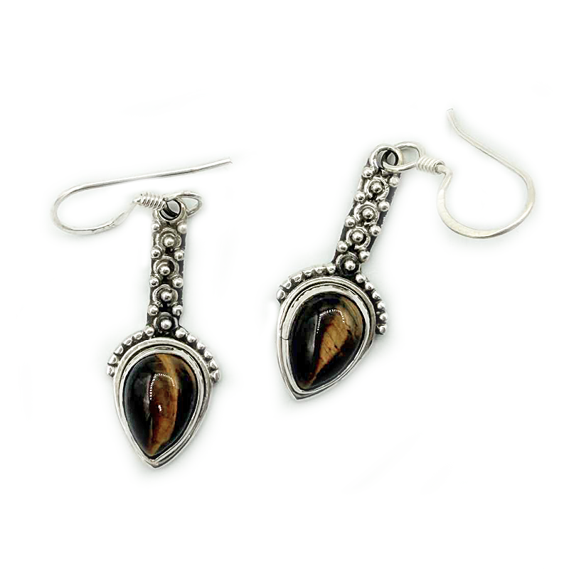 tiger's eye sterling silver gemstone earrings