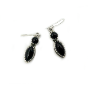 black onyx sterling silver gemstone drop earrings