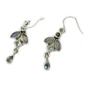 moonstone blue topaz silver gemstone earrings