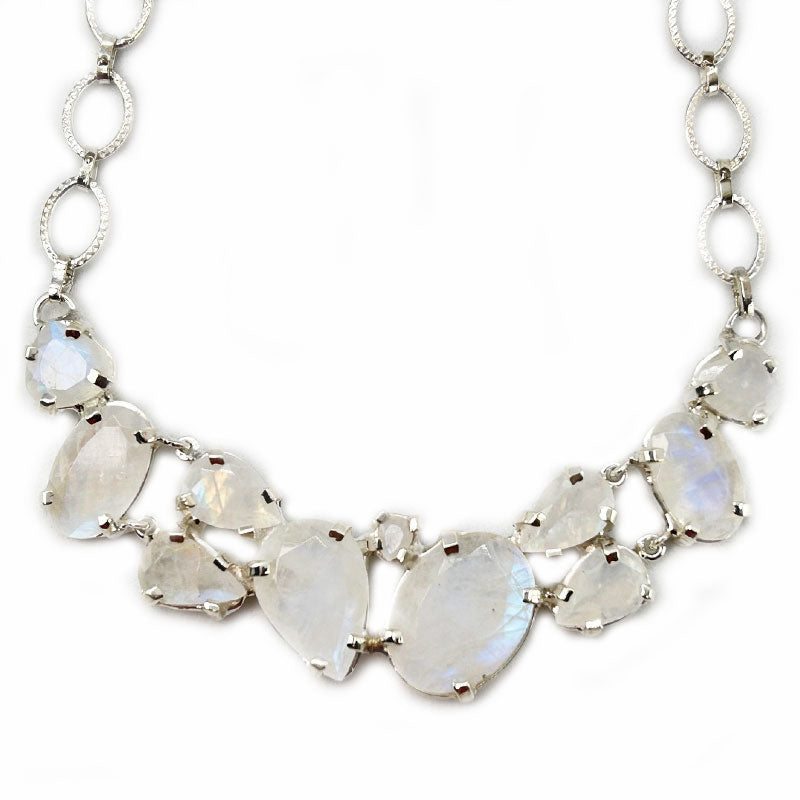 moonstone chunky silver gemstone necklace