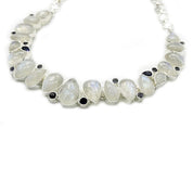 moonstone kyanite silver gemstone necklace