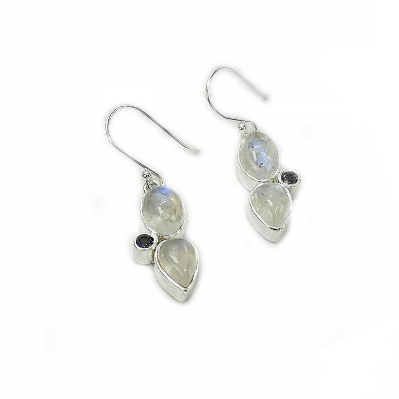moonstone kyanite silver gemstone earrings