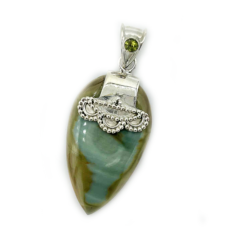 green imperial jasper peridot sterling silver gemstone pendant