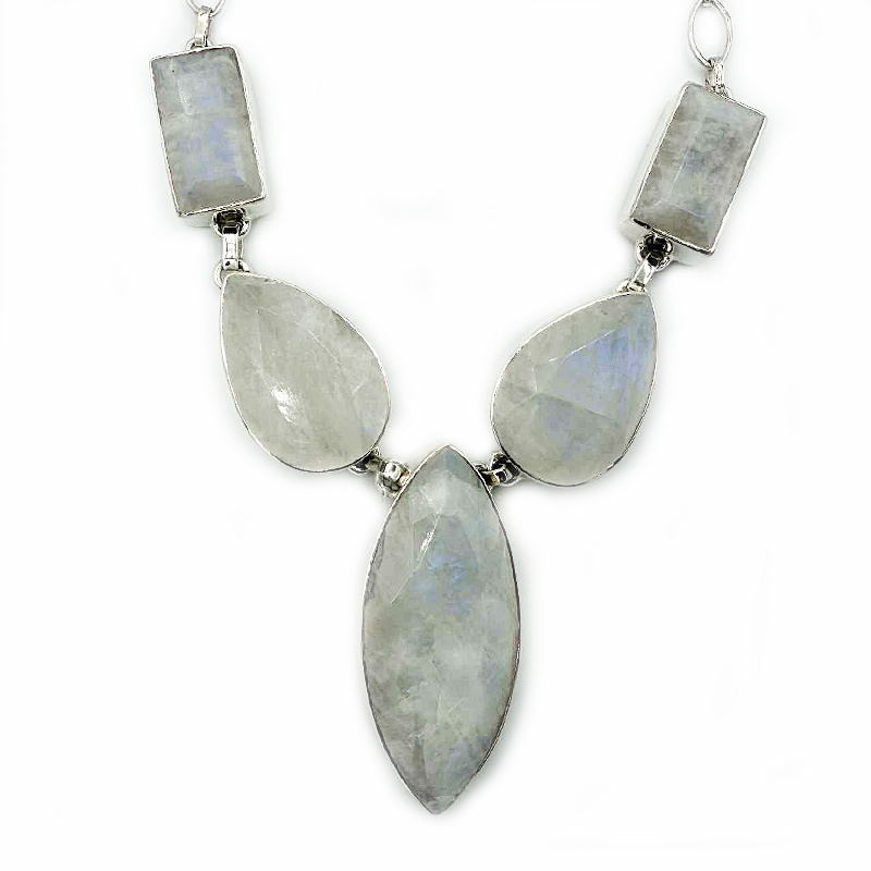 large chunky moonstone sterling silver gemstone necklace
