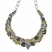 garnet peridot citrine amethyst multi sterling silver gemstone necklace