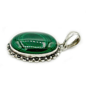 oval malachite sterling silver gemstone pendant