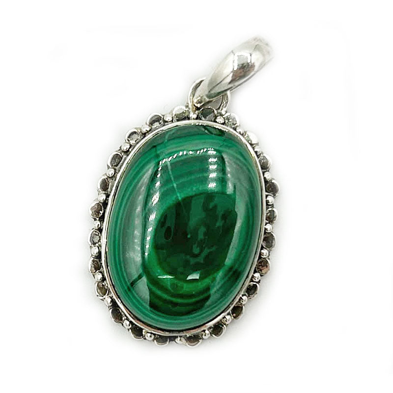 oval malachite sterling silver gemstone pendant