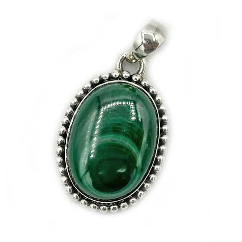 oval malachite sterling silver gemstone pendant