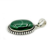oval malachite sterling silver gemstone pendant
