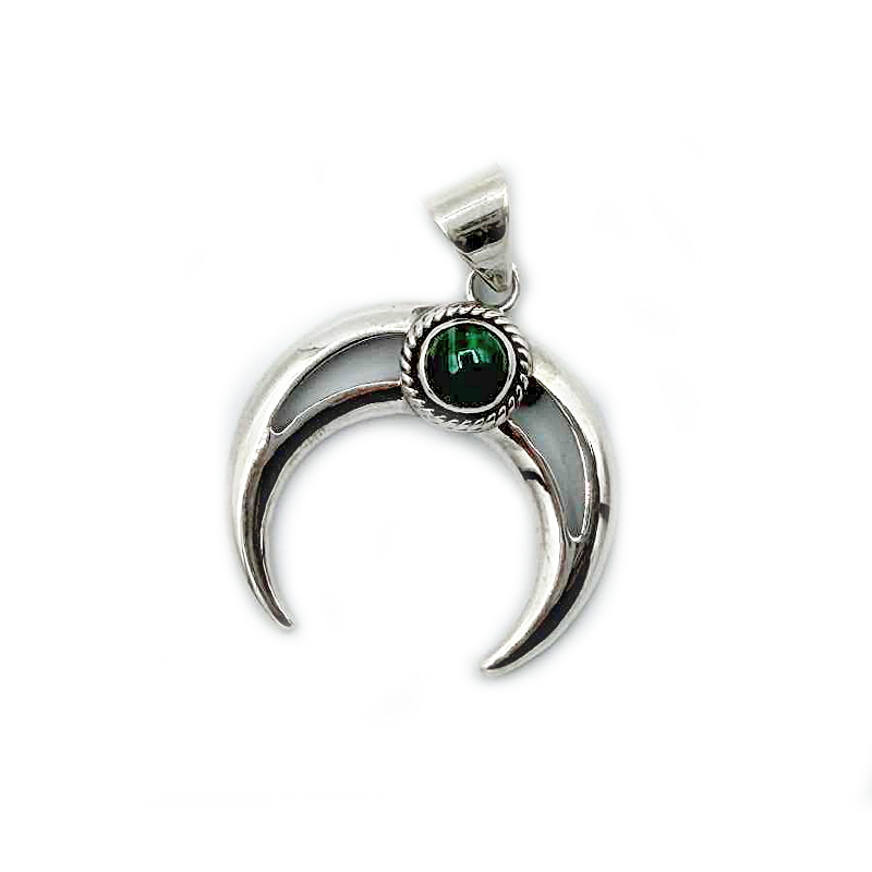 moon malachite sterling silver gemstone pendant