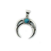 turquoise moon shaped sterling silver gemstone pendant