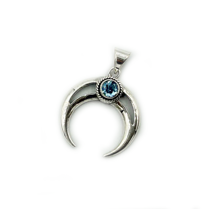 moon blue topaz sterling silver gemstone pendant