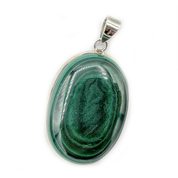 big malachite oval sterling silver gemstone pendant