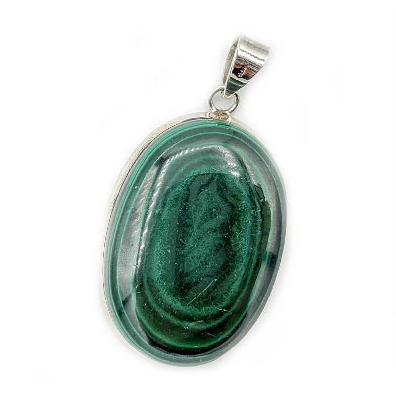 big malachite oval sterling silver gemstone pendant