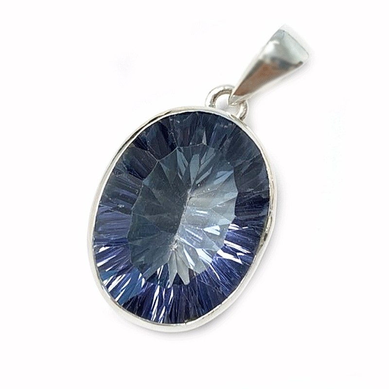 blue mystic topaz silver gemstone pendant